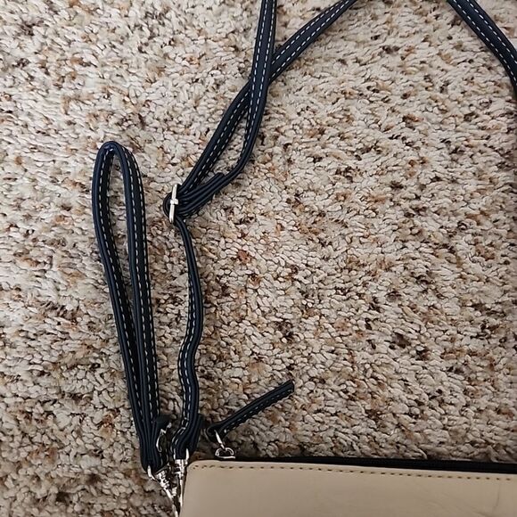 Stone and Co Tan Purse Wallet Adjustable Shoulder Bag Blue Strap - Picture 3 of 10